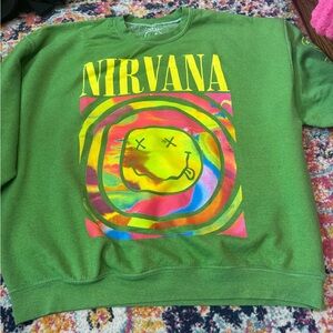NIRVANA Green Smiley Face Sweatshirt
